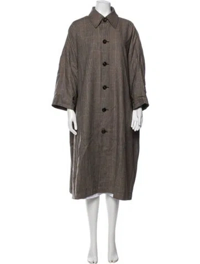 Pre-owned Co Plaid Print At In Brown