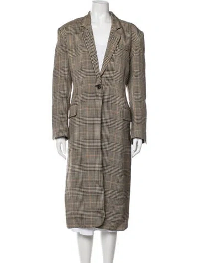 Pre-owned Co Plaid Print At In Brown