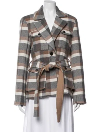 Pre-owned Co Plaid Print At In Neutrals