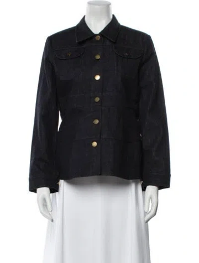 Pre-owned Co Plaid Print Denim Jacket In Black