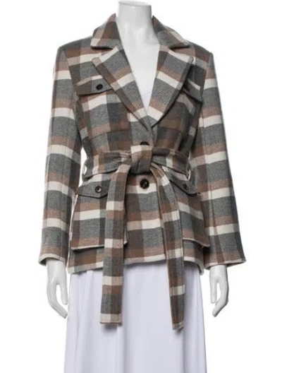 Pre-owned Co Plaid Print Jacket In Grey