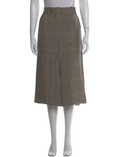 Pre-owned Co Plaid Print Midi Length Skirt In Multi