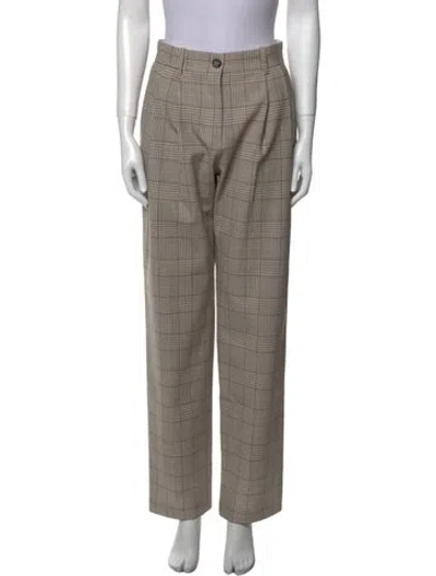 Pre-owned Co Plaid Print Straight Leg Pants In Pink