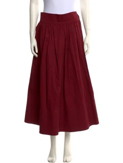 Pre-owned Co Pleated Accents Midi Length Skirt In Burgundy