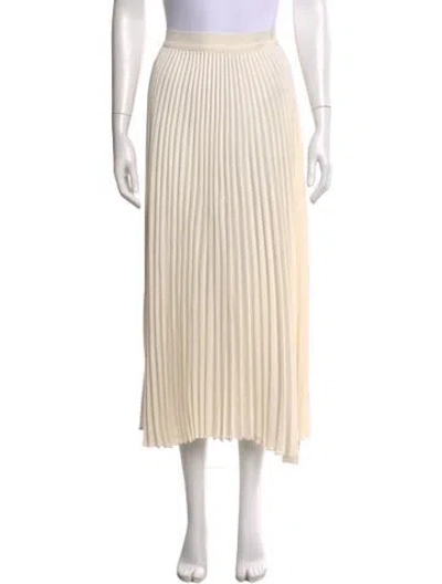 Pre-owned Co Pleated Accents Midi Length Skirt In White
