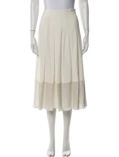 Pre-owned Co Pleated Accents Midi Length Skirt In White