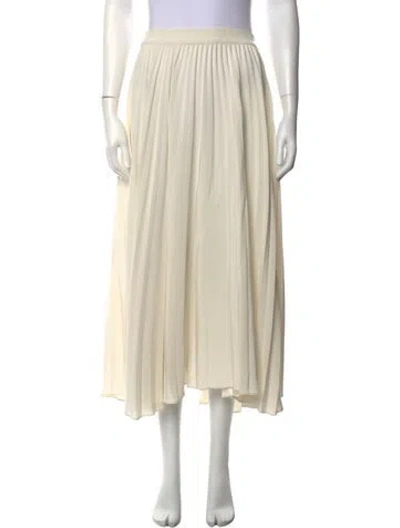 Pre-owned Co Pleated Accents Midi Length Skirt In White