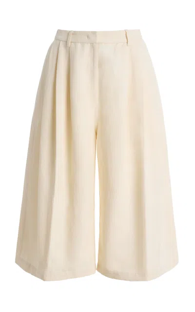 Co Pleated Linen Culottes In Ivory