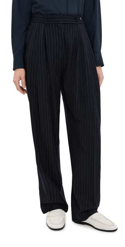 Co Pleated Pants Navy Stripe In Transparent