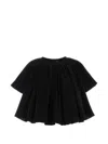 Co Polyester Blend Cape Top Round Neck In Black