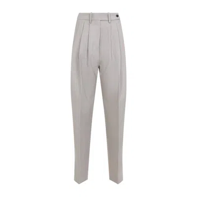 Co Wide-leg Pleated Pants In Virgin Wool In Gray