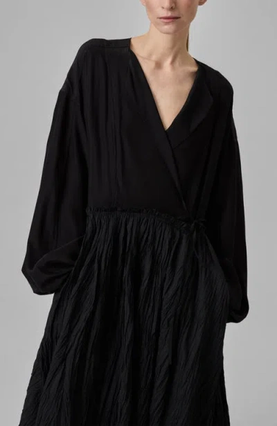 Co Pliss Wrap Dress In Black