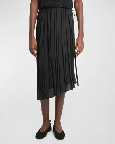 Co Plisse Midi Wrap Skirt In Black