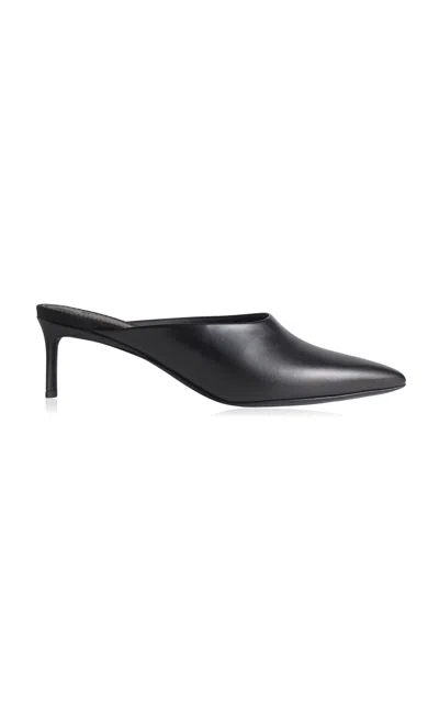 Co Pointed Toe Leather Mules In Black