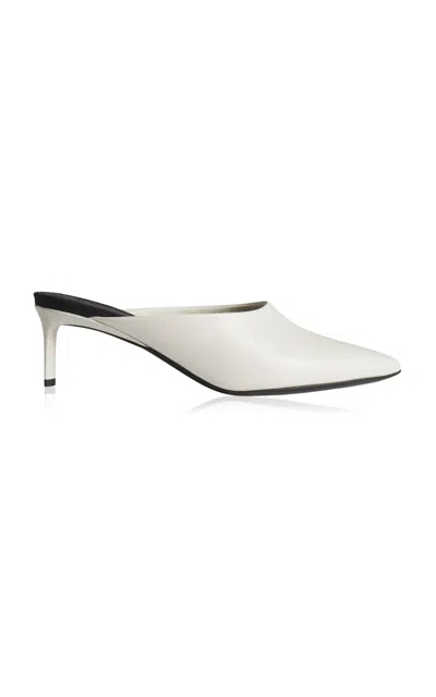 Co Pointed Toe Leather Mules In White