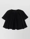 Co Polyester Blend Cape Top Round Neck In Black