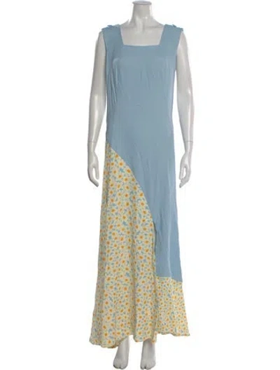 Pre-owned Co Printed Long Dress In Blue