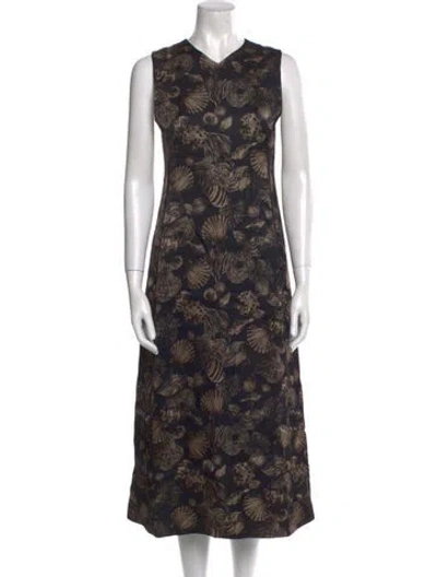 Pre-owned Co Printed Long Dress W/ Tags In Black