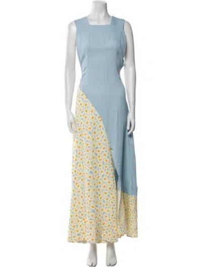 Pre-owned Co Printed Long Dress W/ Tags In Blue