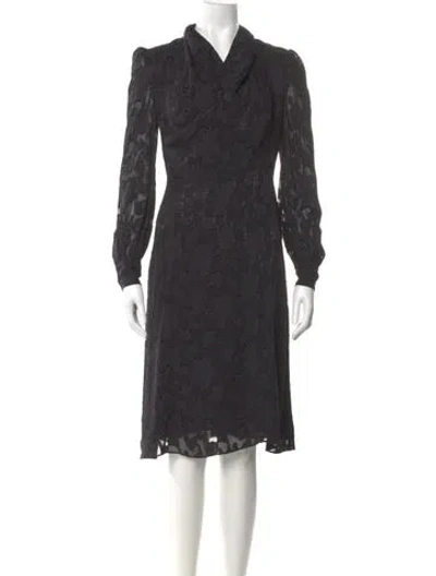 Pre-owned Co Printed Midi Length Dress In Gray