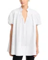 Co Gathered Short-sleeve Tton Tunic Top In White