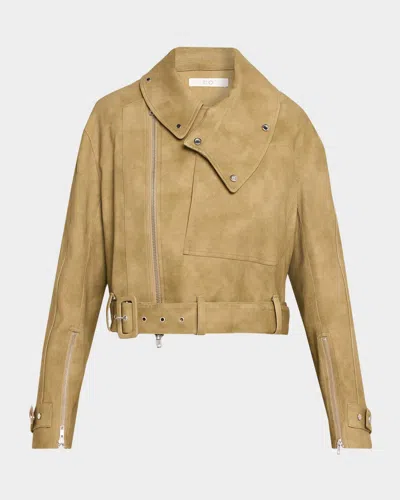 Co Raf Suede Biker Jacket In Brown