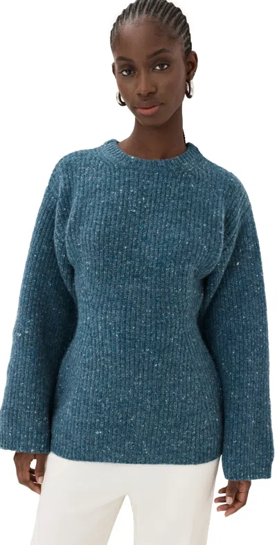 Co Ribbed Crewneck Jumper Blue Melange