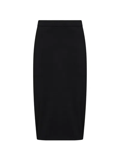 Co Ribbed Elasticated-waistband Midi Skirt In Black