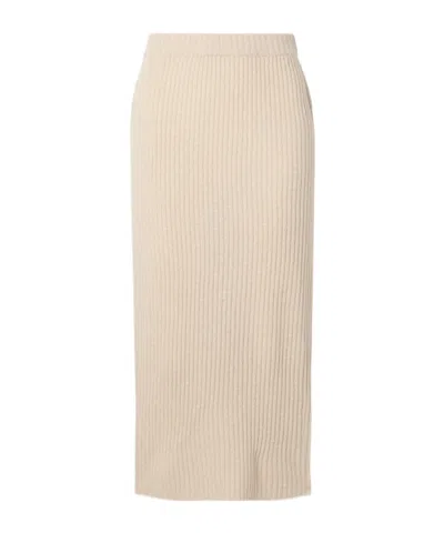 Co Ribbed Wool-blend Midi Skirt In Brown