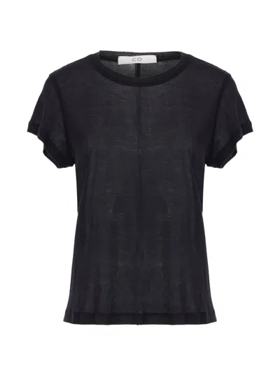 Co Black Fitted Tton T-shirt In Blue
