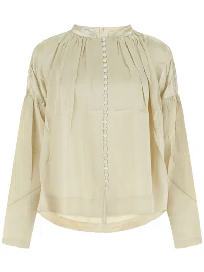 CO RUCHED-DETAIL ROUND-NECK BLOUSE