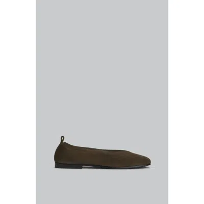 Co Ruched Square Toe Flats Green In Green