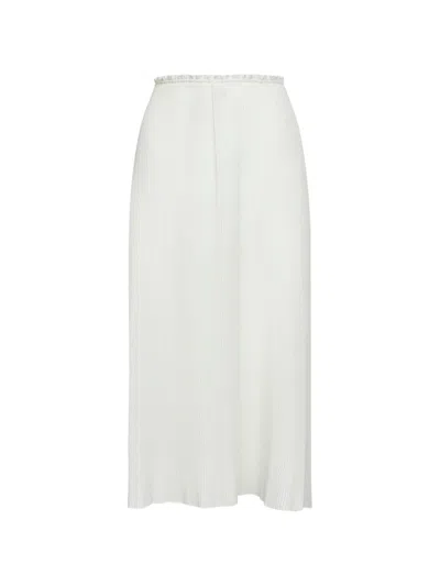 Co Ruffle Asymmetric Hem Skirt In White