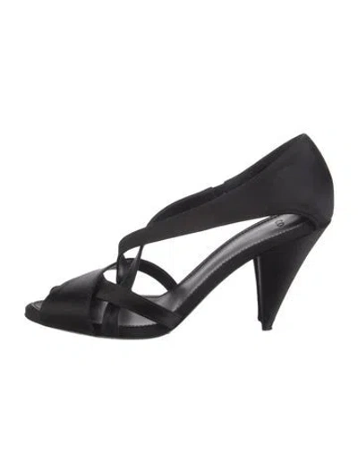Pre-owned Co Satin Slingback Sandals In Black