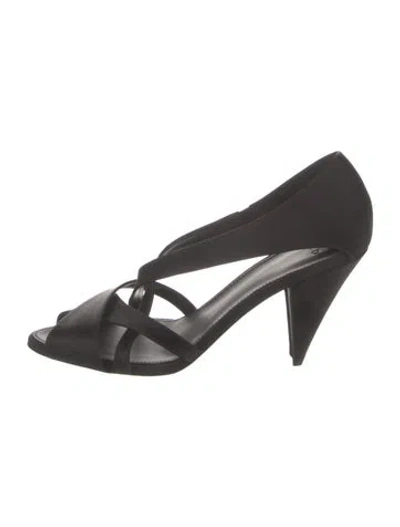Pre-owned Co Satin T-strap Pumps In Black