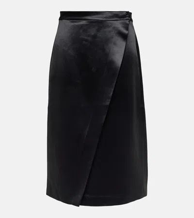 Co Satin Wrap Skirt In Black