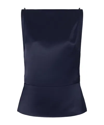 Co Satin-front Sleeveless Vest In Blue