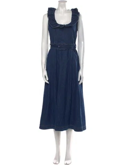 Pre-owned Co Sop Neck Long Dress In Blue
