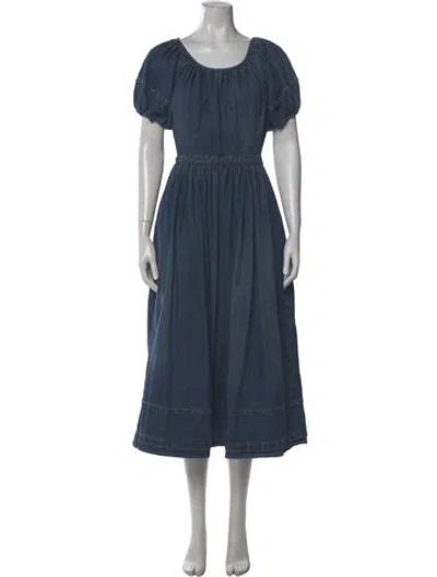 Pre-owned Co Sop Neck Long Dress In Blue