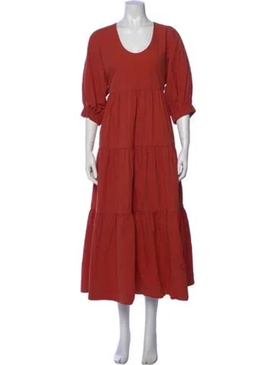 Pre-owned Co Sop Neck Long Dress In Orange