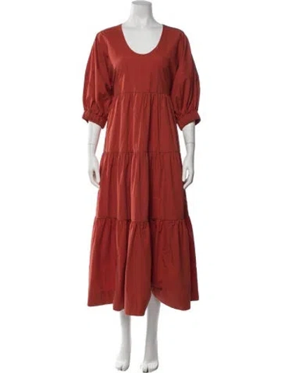 Pre-owned Co Sop Neck Long Dress In Orange