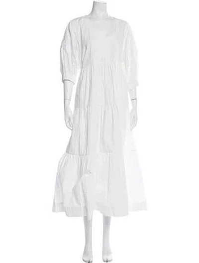 Pre-owned Co Sop Neck Long Dress In White