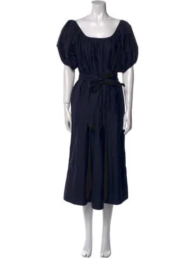 Pre-owned Co Sop Neck Midi Length Dress In Blue