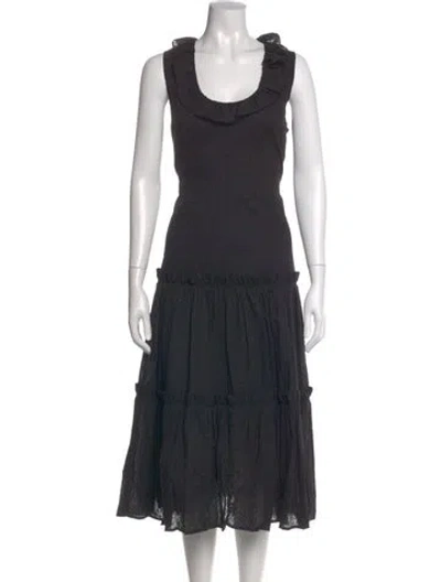 Pre-owned Co Sop Neck Midi Length Dress In Gray