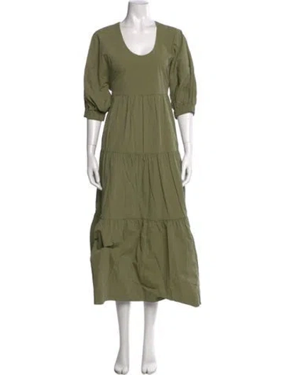 Pre-owned Co Sop Neck Midi Length Dress In Green