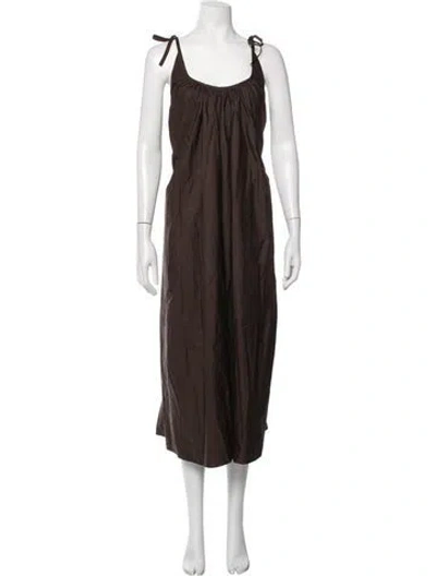Pre-owned Co Sop Neck Midi Length Dress W/ Tags In Brown