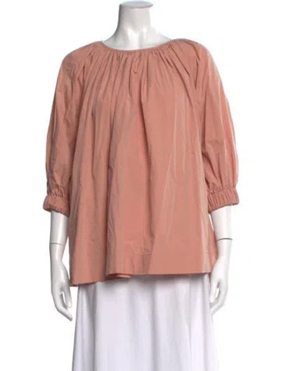 Pre-owned Co Sop Neck Three-quarter Sleeve Top In Pink