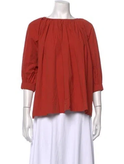 Pre-owned Co Sop Neck Three-quarter Sleeve Top In Red