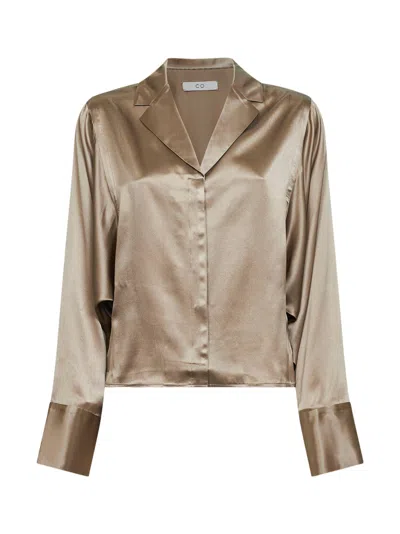 Co Sesame Silk Dropped Armhole Shirt In Gold