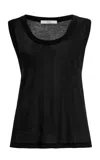 Co Sheer Tton Tank Top In Black